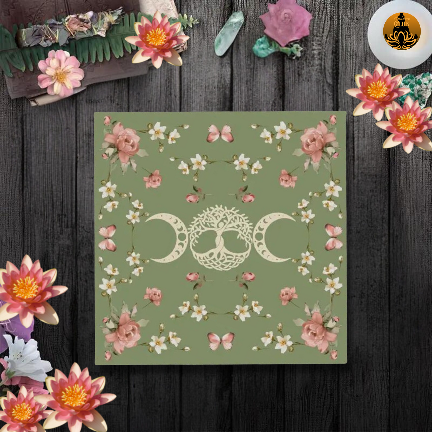 Green Floral Tree Of Life Alter Cloth