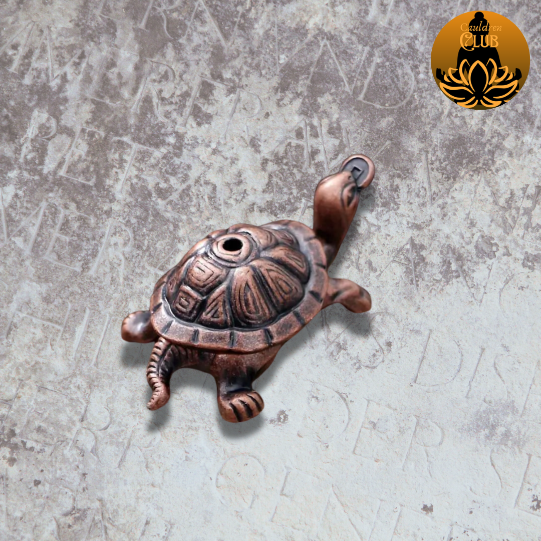 Bronze Turtle with Buddhist Coin Incense Holder