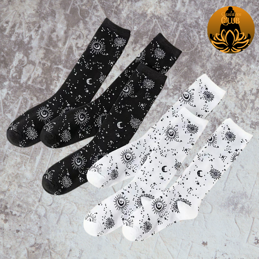 2 Pairs Celestial Socks - Black & White