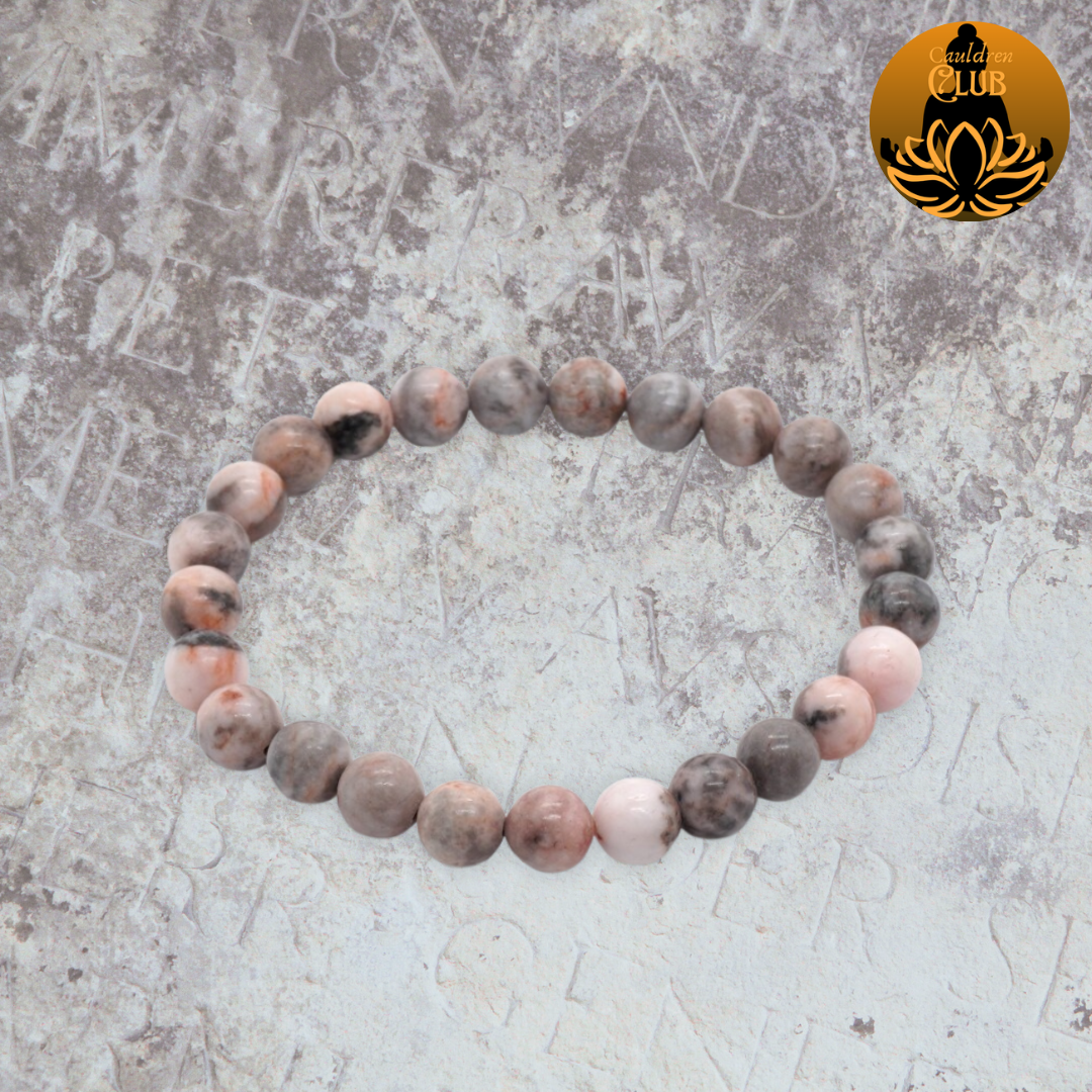 Pink Zebra Gemstone Beaded Bracelet