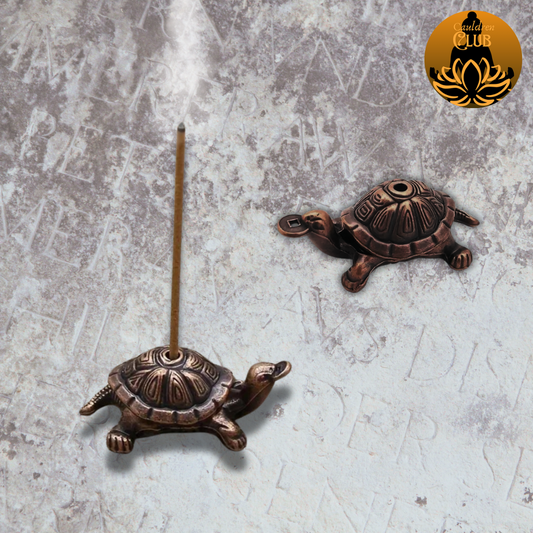 Bronze Turtle with Buddhist Coin Incense Holder